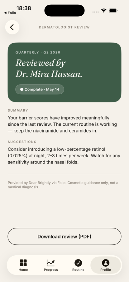 Folio quarterly expert review screen